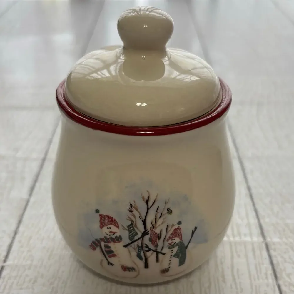 Vintage Royal Seasons Snowman Stoneware Sugar & Creamer Set